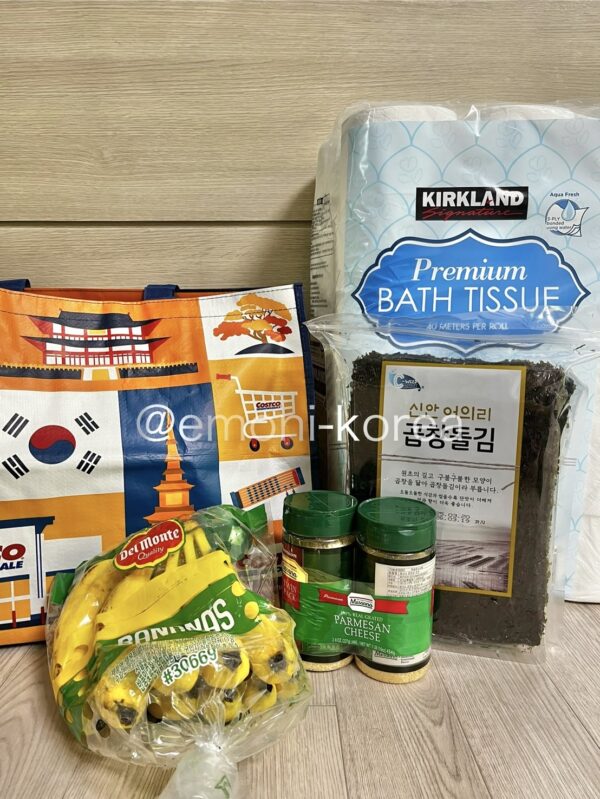 韓国コストコで買ったバナナとチーズとのりとトイレットペーパー