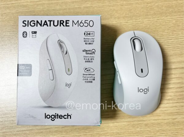 ロジクール(ロジテック)M650の実際の箱とマウスの写真