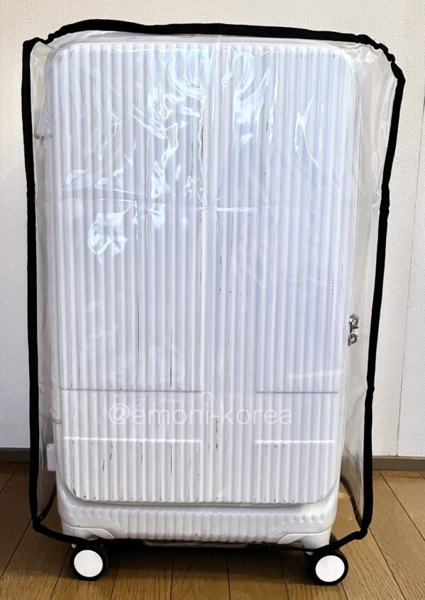 イノベーターのスーツケースinv650dorにビニール製のスーツケースカバーをかけてみた実際の正面写真